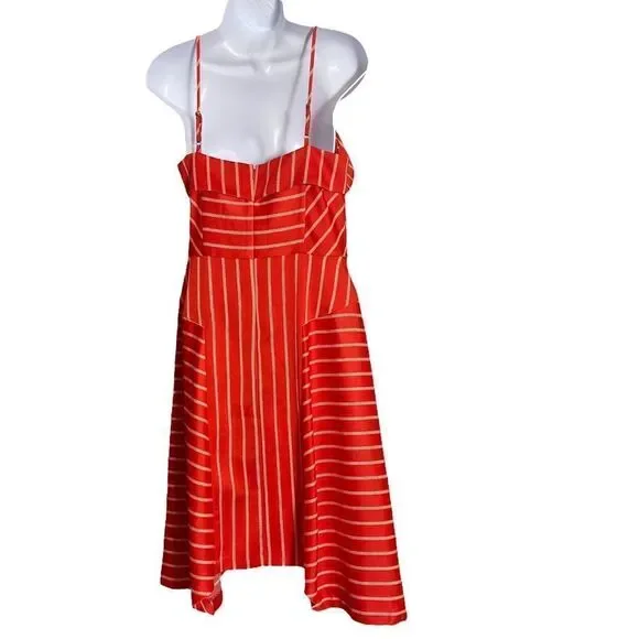 Banana Republic Red Stripe Spaghetti Strap Dress Size 6 - Picture 2 of 6